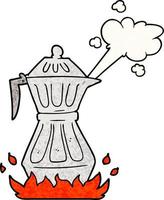 cartoon steaming espresso pot vector