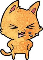 cartoon cat hissing vector