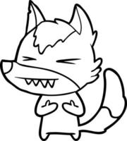 angry wolf cartoon vector