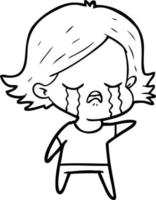 cartoon girl crying vector