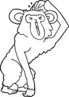 chimpancé de dibujos animados rascándose la cabeza vector