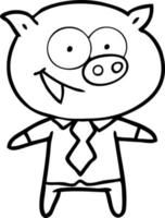 cerdo alegre en ropa de oficina vector