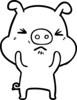 cartoon angry pig vector