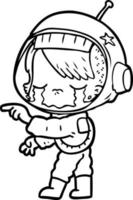 cartoon crying astronaut girl vector