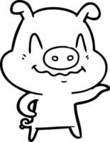 nervous cartoon pig vector