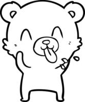 rude cartoon polar bear sticking out tongue vector