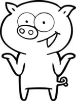 cartoon pig with no worries vector