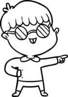 cartoon boy wearing spectacles vector