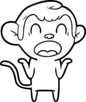 shouting cartoon monkey shrugging shoulders vector