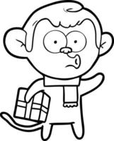 cartoon christmas monkey vector