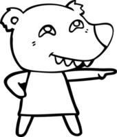 cartoon pointing bear girl showing teeth vector