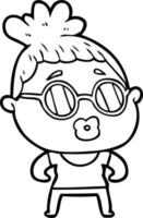 cartoon woman wearing spectacles vector