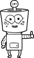 happy cartoon robot giving thumbs up vector