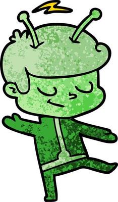 friendly cartoon spaceman dancing