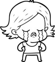 cartoon girl crying vector