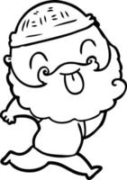 running man with beard sticking out tongue vector