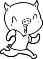 happy cartoon pig vector