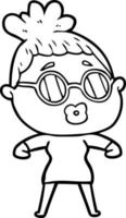 cartoon woman wearing spectacles vector