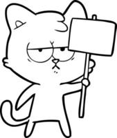 bored cartoon cat with sign post vector