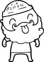 man with beard sticking out tongue vector