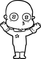 cartoon weird bald spaceman vector