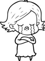 cartoon girl crying vector