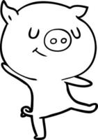 happy cartoon pig vector