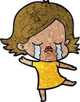 cartoon girl crying vector