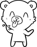 rude cartoon polar bear sticking out tongue vector