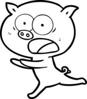 cartoon pig running vector