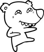 cartoon bear showing teeth while dancing vector