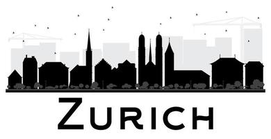 Silueta en blanco y negro del horizonte de la ciudad de Zúrich. vector