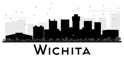 silueta en blanco y negro del horizonte de la ciudad de wichita. vector