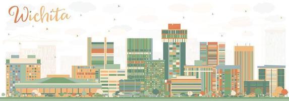 Abstract Wichita Skyline with Color Buildings. vector