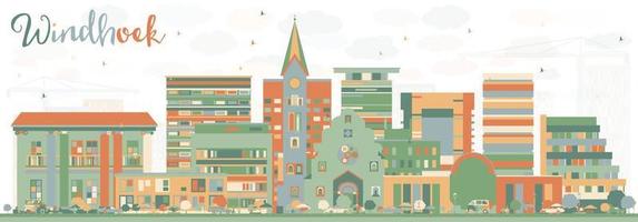 Abstract Windhoek Skyline with Color Buildings. vector