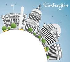 Washington DC Skyline with Gray Buildings and Copy Space. vector