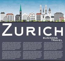 Zurich Skyline with Gray Buildings, Blue Sky and Copy Space. vector