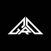 diseño creativo del logotipo de la letra grd con gráfico vectorial, logotipo sencillo y moderno grd en forma de triángulo. vector