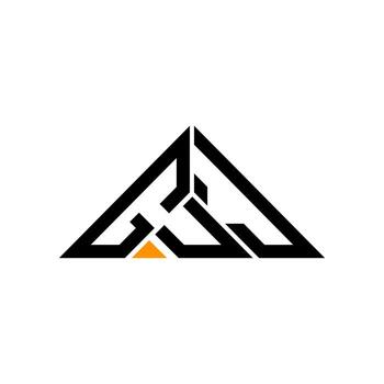 GUJ letter logo creative design with vector graphic, GUJ simple and modern logo in triangle shape.