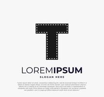 letter T logo for strip film vector illustration and white background