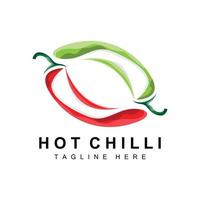 diseño de logotipo de chile picante, ilustración de vegetales rojos, ingredientes de cocina, productos de marca de vector de chile caliente