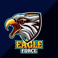 plantilla de vector de logotipo de fuerza especial de cabeza de águila para mascota de diseño, etiqueta, placa, ilustración de emblema.