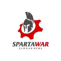vector del logotipo del guerrero espartano del engranaje. plantilla de diseño de logotipo de casco espartano. símbolo de icono creativo