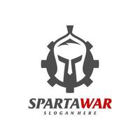 Gear Spartan Warrior Logo Vector. Spartan Helmet Logo design template. Creative icon symbol vector