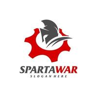 Gear Spartan Warrior Logo Vector. Spartan Helmet Logo design template. Creative icon symbol vector