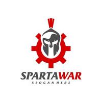 vector del logotipo del guerrero espartano del engranaje. plantilla de diseño de logotipo de casco espartano. símbolo de icono creativo