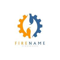 Fire Gear Logo designs vector, Fire Industry logo template vector