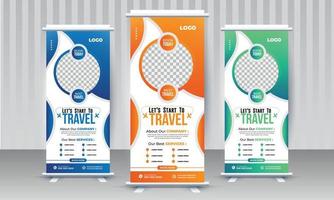 Modern Travel business agency x stand rollup pullup retractable signage banner design vector template