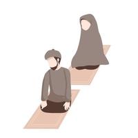 Muslim couple praying together vector