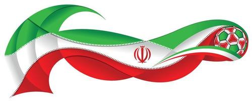 Green white and red soccer ball leaving an abstract trail in the form of a wavy with the colors of the Iranian flag on a white background vector